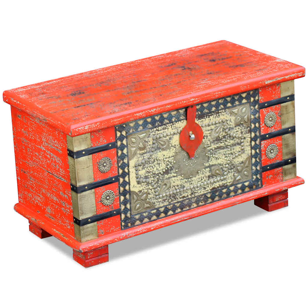 Vidaxl opbergkist 80x40x45 cm mangohout rood
