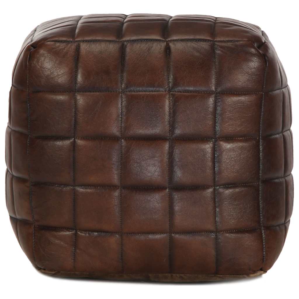 Vidaxl poef 40x40x40 cm echt geitenleer donkerbruin