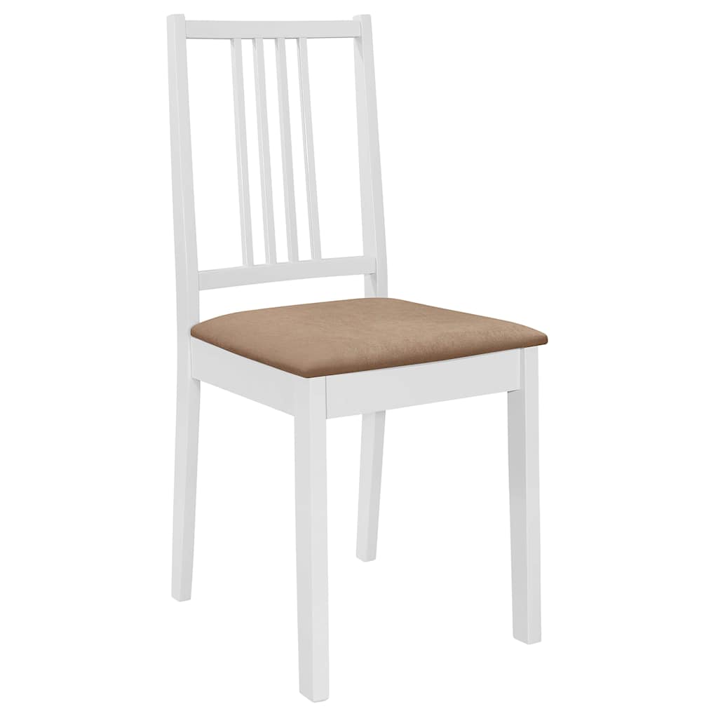 Vidaxl eetkamerstoelen met kussens 2 st massief hout wit