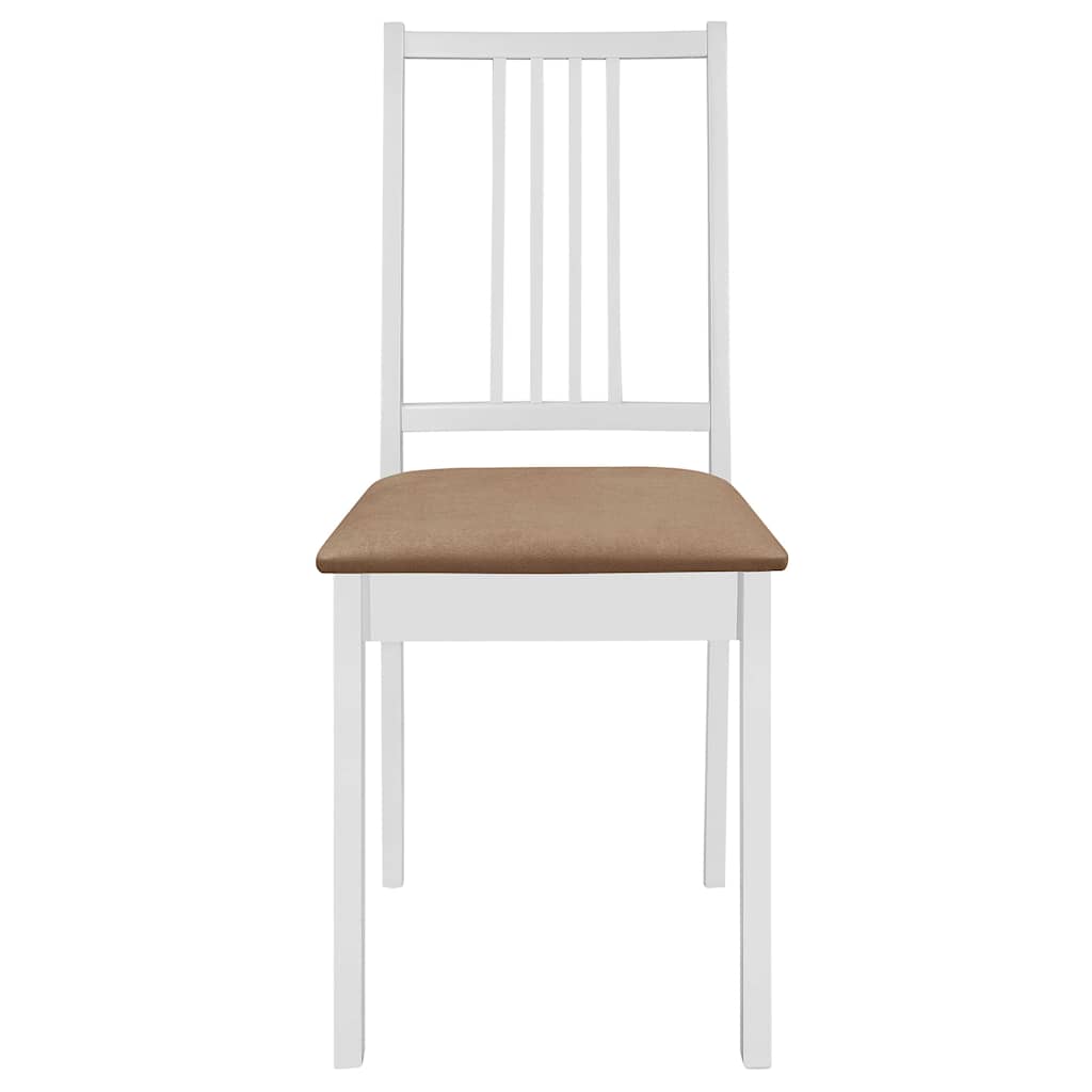 Vidaxl eetkamerstoelen met kussens 2 st massief hout wit