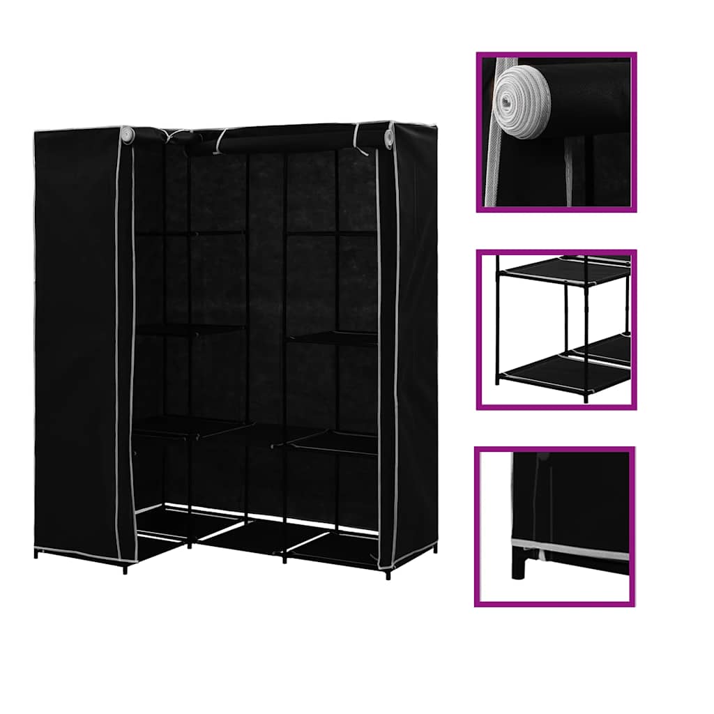 Vidaxl hoekkledingkast 130x87x169 cm zwart