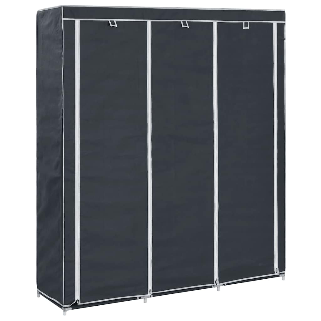 Vidaxl kledingkast met vakken en stangen 150x45x175 cm stof zwart
