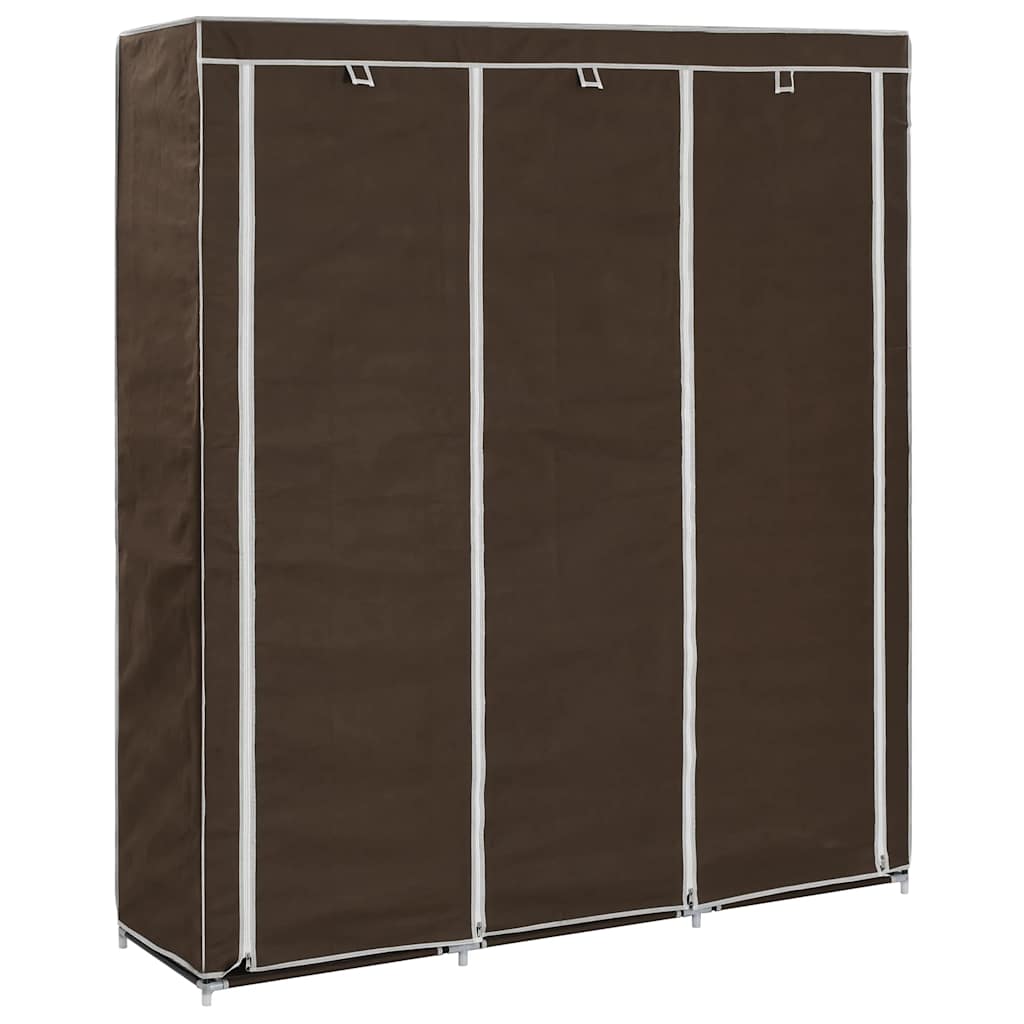 Vidaxl kledingkast met vakken en stangen 150x45x175 cm stof bruin