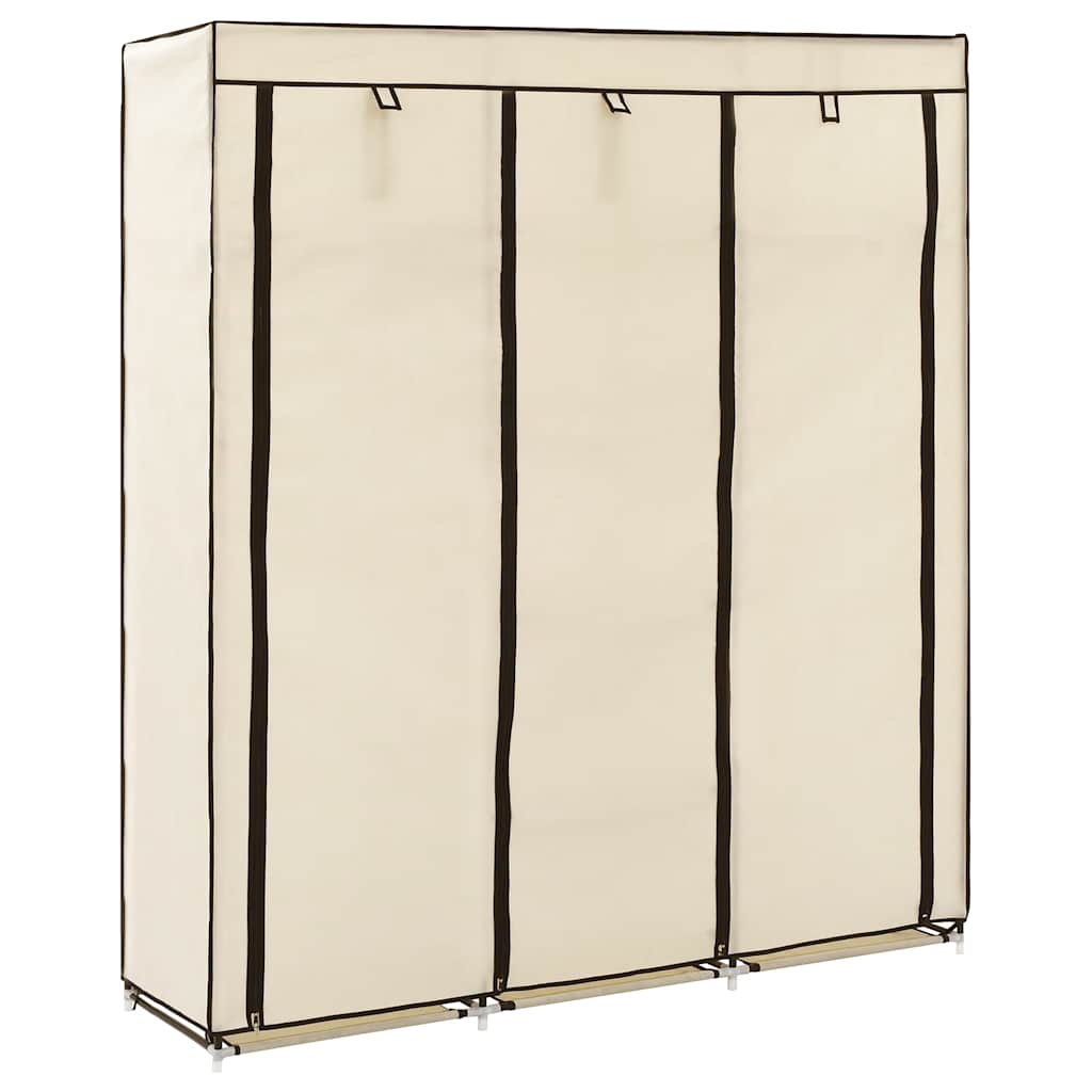 Vidaxl kledingkast met vakken en stangen 150x45x175 cm stof crème