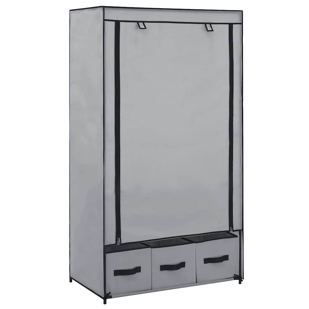 Vidaxl kledingkast 87x49x159 cm stof grijs