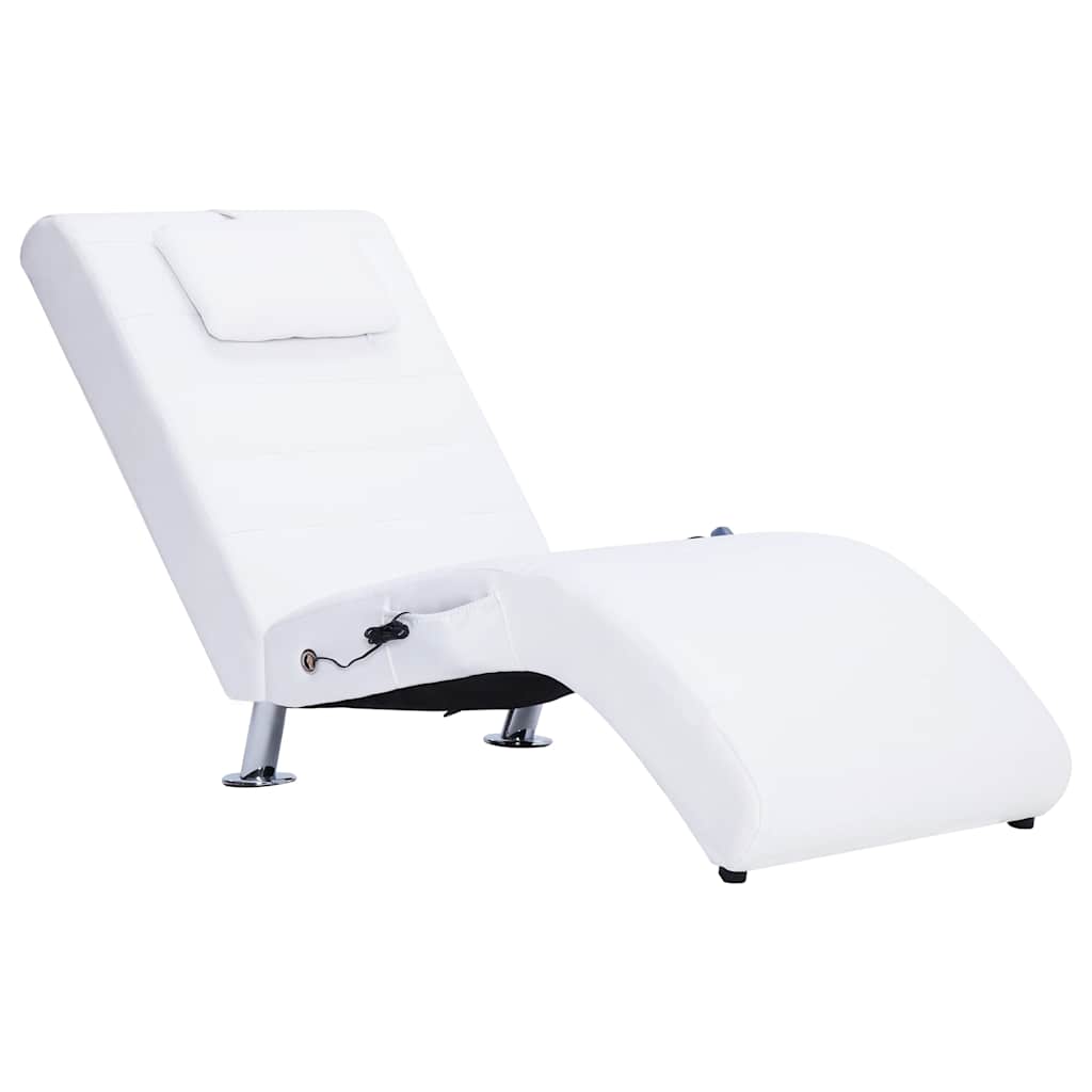 Vidaxl massage chaise longue met kussen kunstleer wit