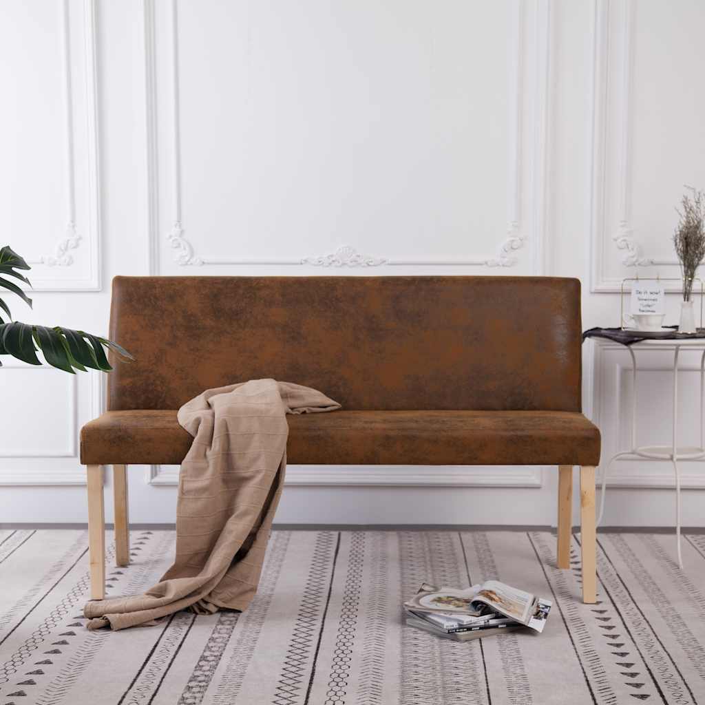 Vidaxl bankje 139,5 cm kunstsuède bruin