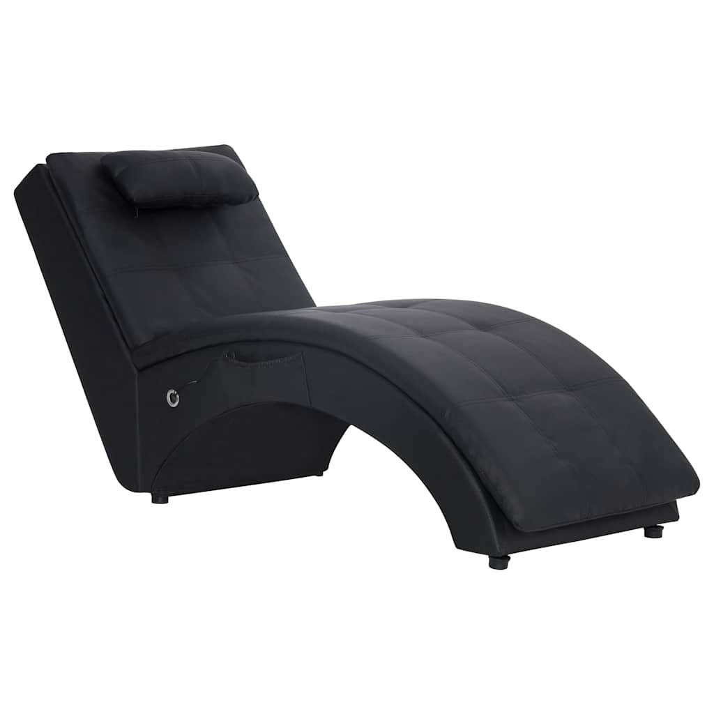 Vidaxl massage chaise longue met kussen kunstleer zwart