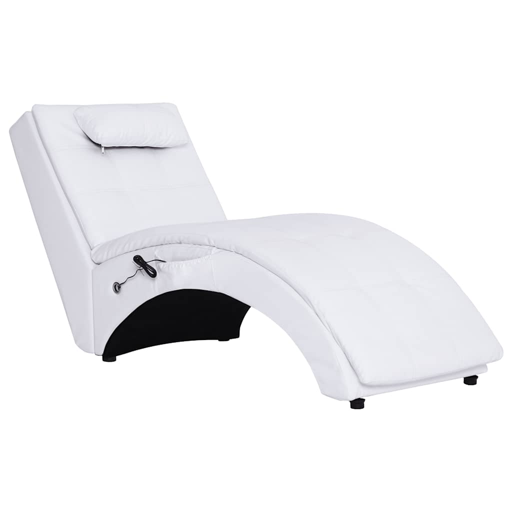 Vidaxl massage chaise longue met kussen kunstleer wit