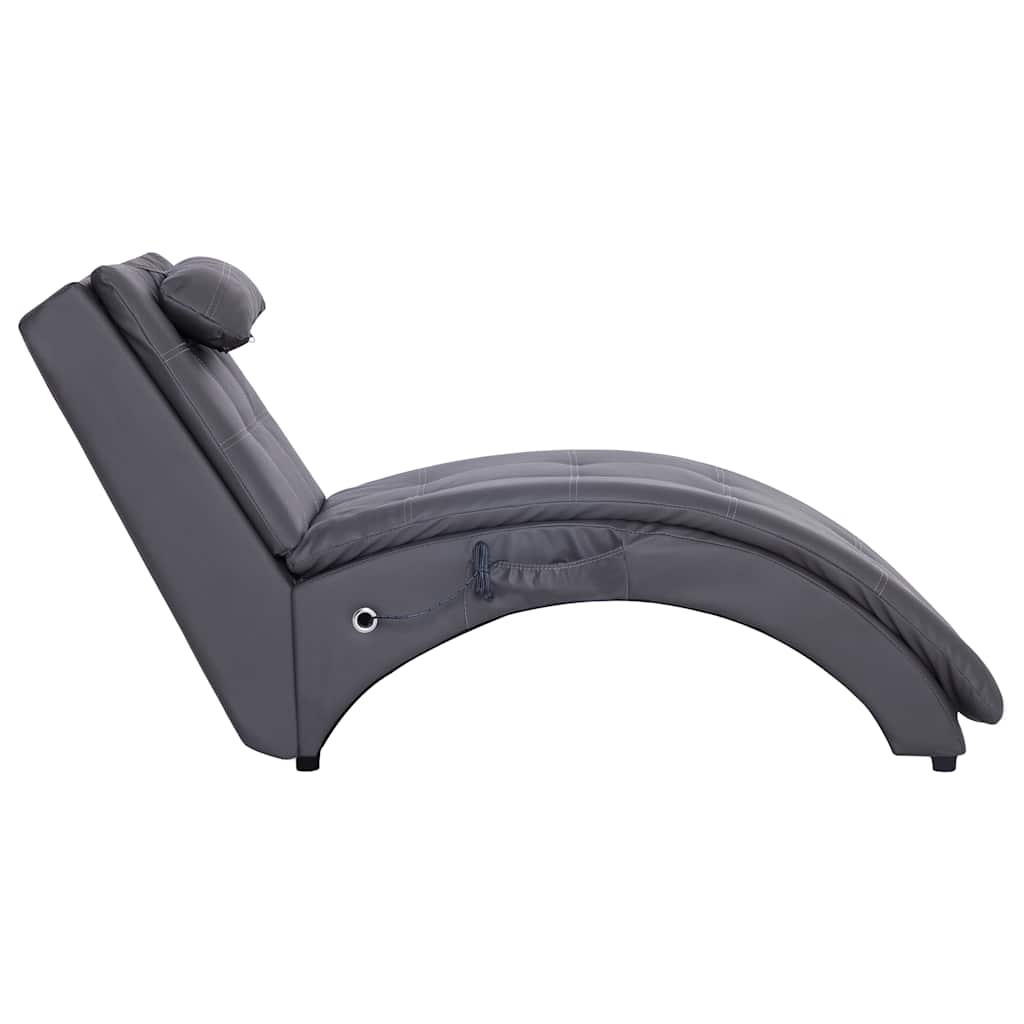 Vidaxl massage chaise longue met kussen kunstleer grijs