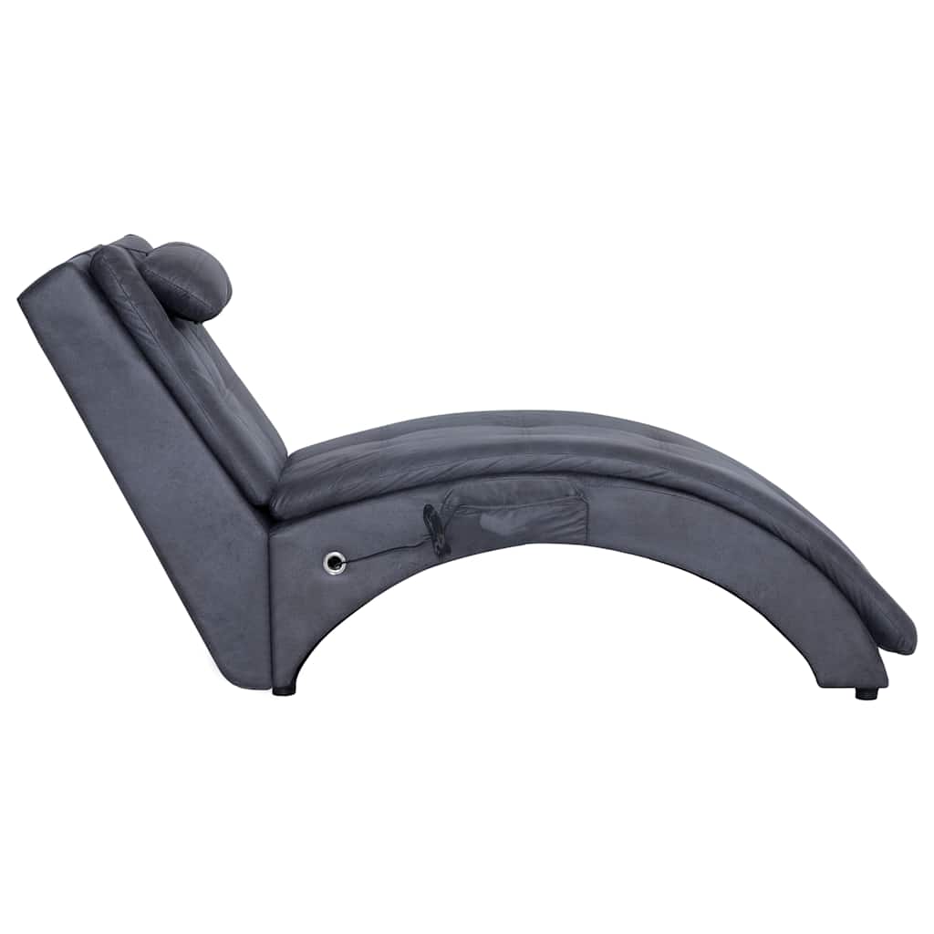 Vidaxl massage chaise longue met kussen kunstsuède grijs