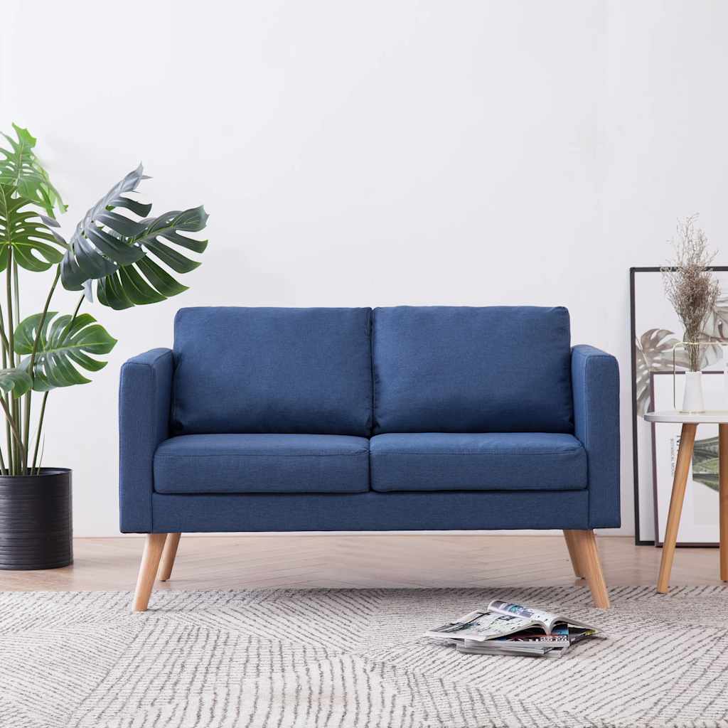 Vidaxl tweezitsbank stof blauw