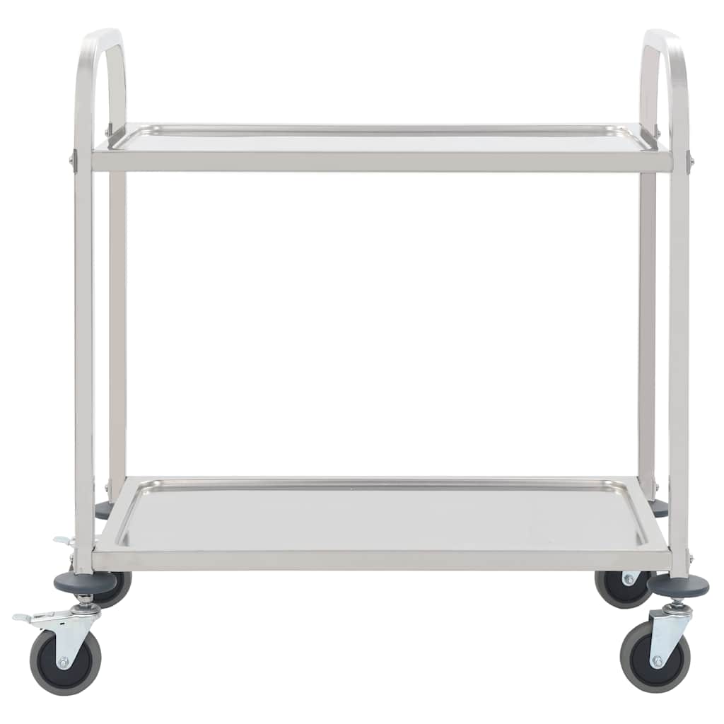 Vidaxl keukentrolley 2-laags 95x45x83,5 cm roestvrij staal