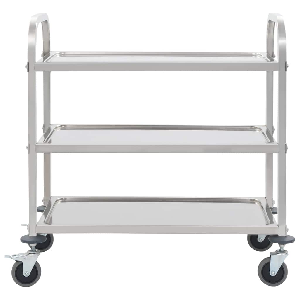 Vidaxl keukentrolley 3-laags 96,5x55x90 cm roestvrij staal