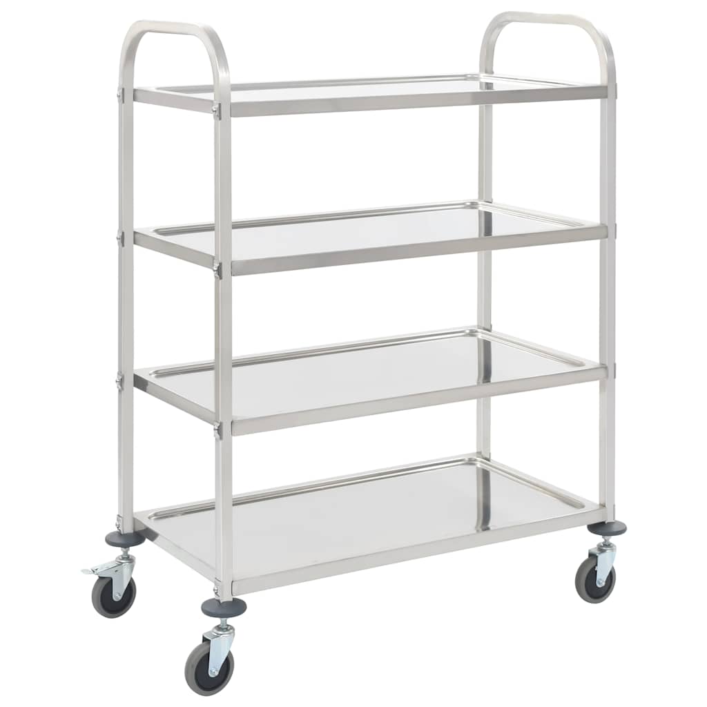 Vidaxl keukentrolley 4-laags 107x55x125 cm roestvrij staal