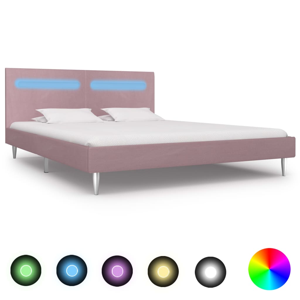 Vidaxl bedframe met led stof roze 180x200 cm