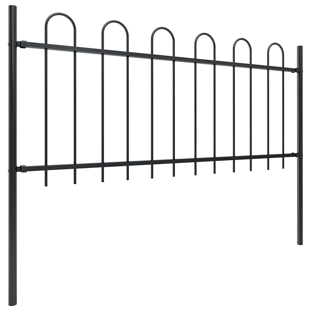 Vidaxl tuinhek met ringtop staal 181x80 cm zwart