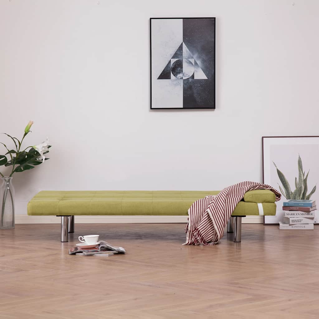 Vidaxl slaapbank met twee kussens polyester groen