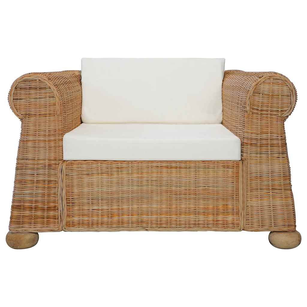 Vidaxl fauteuil met kussens natuurlijk rattan