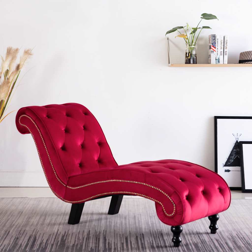 Vidaxl chaise longue fluweel rood