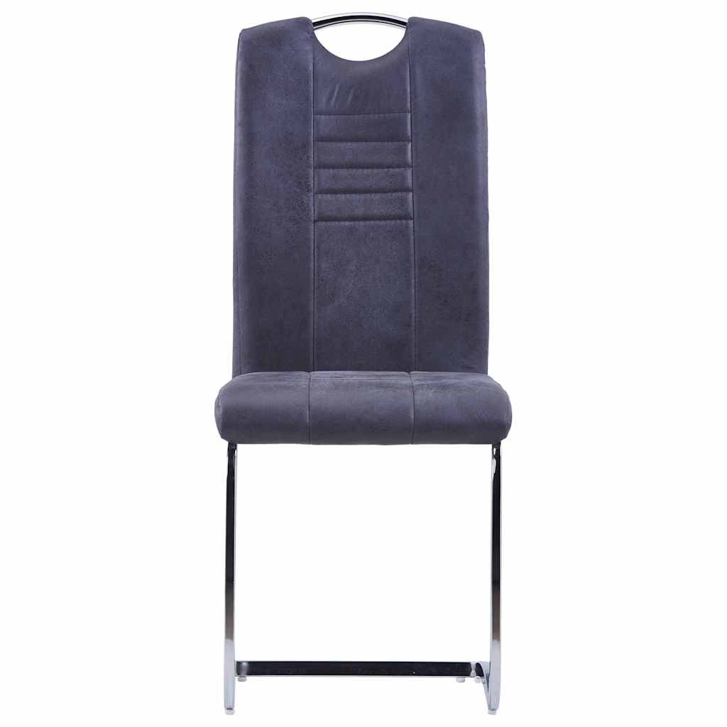 Vidaxl eetkamerstoelen 2 st kunstsuède grijs