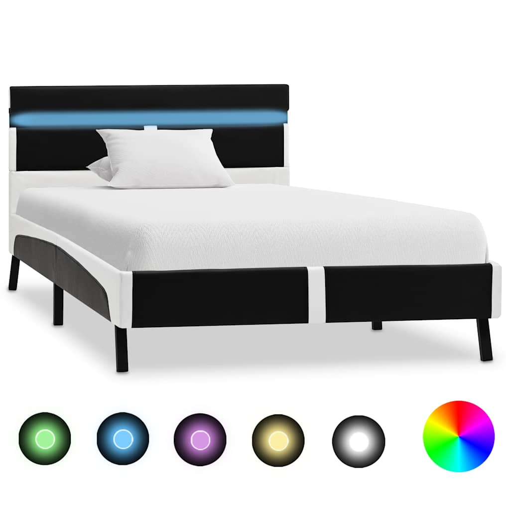 Vidaxl bedframe met led kunstleer zwart 90x200 cm