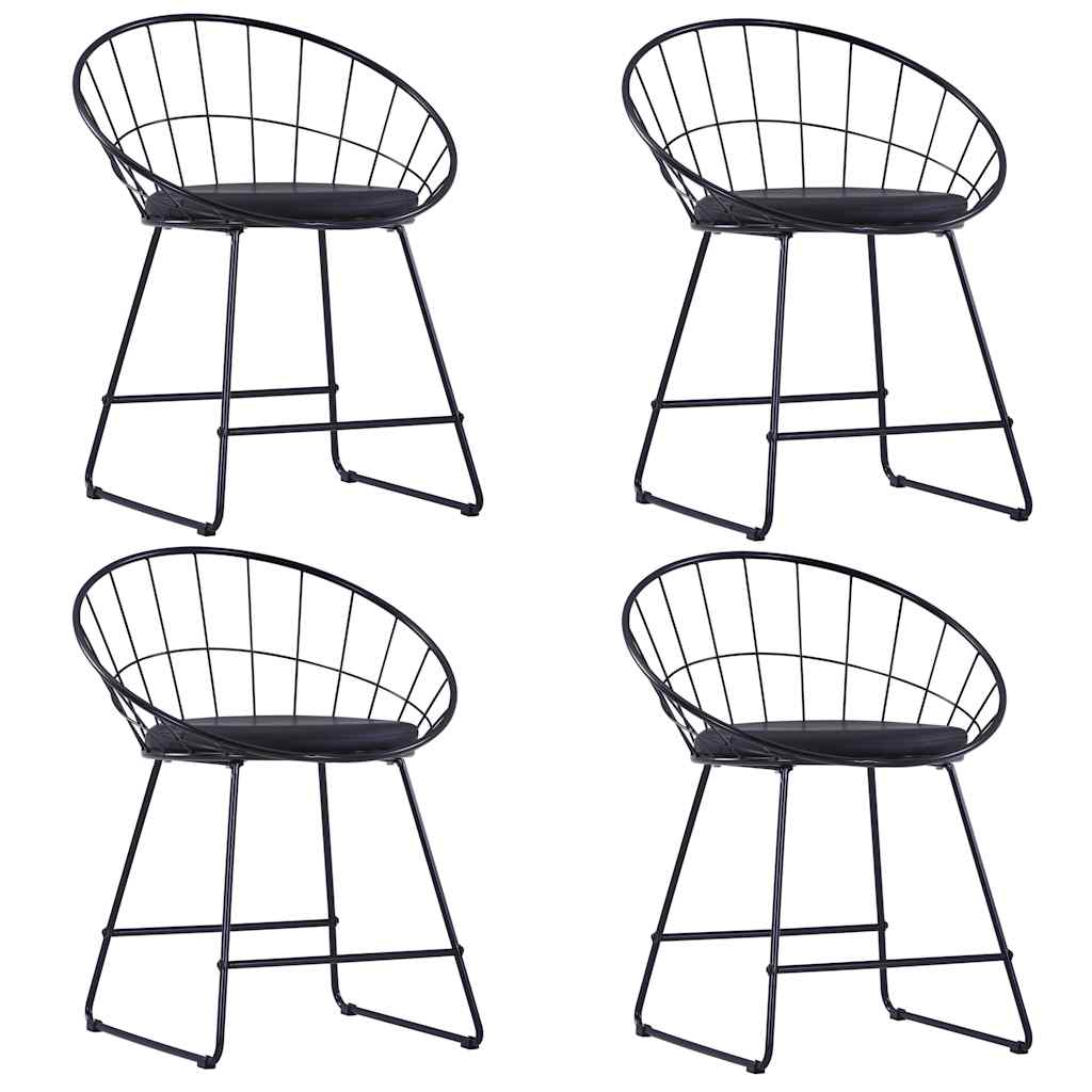 Vidaxl eetkamerstoelen met kunstleren zittingen 4 st staal zwart