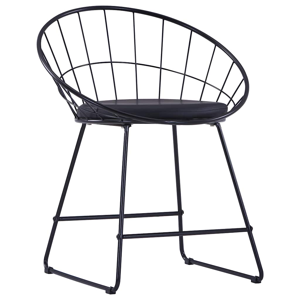 Vidaxl eetkamerstoelen met kunstleren zittingen 4 st staal zwart