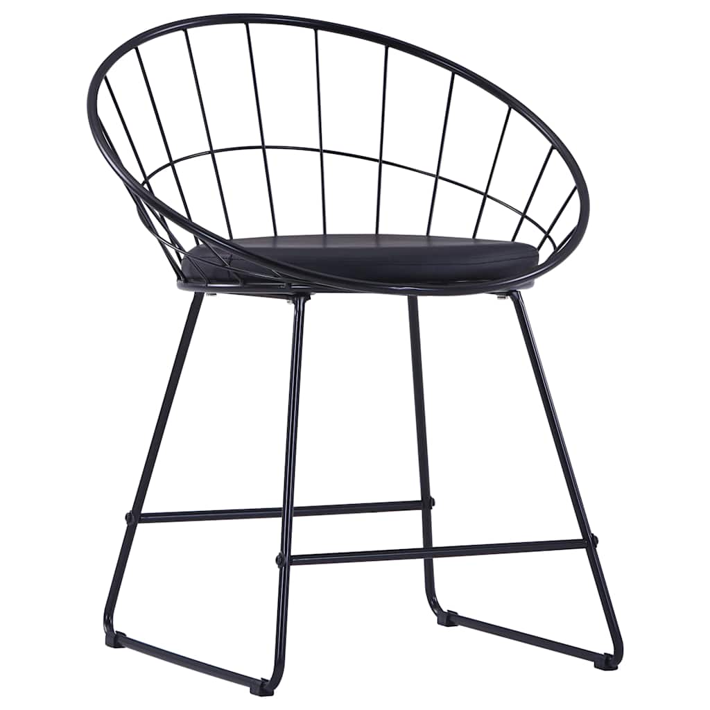 Vidaxl eetkamerstoelen met kunstleren zittingen 6 st staal zwart
