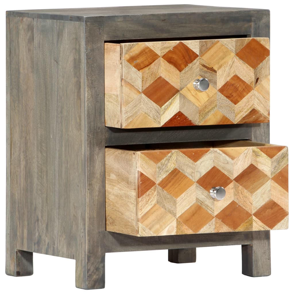 Vidaxl nachtkastje 40x30x50 cm massief mangohout grijs