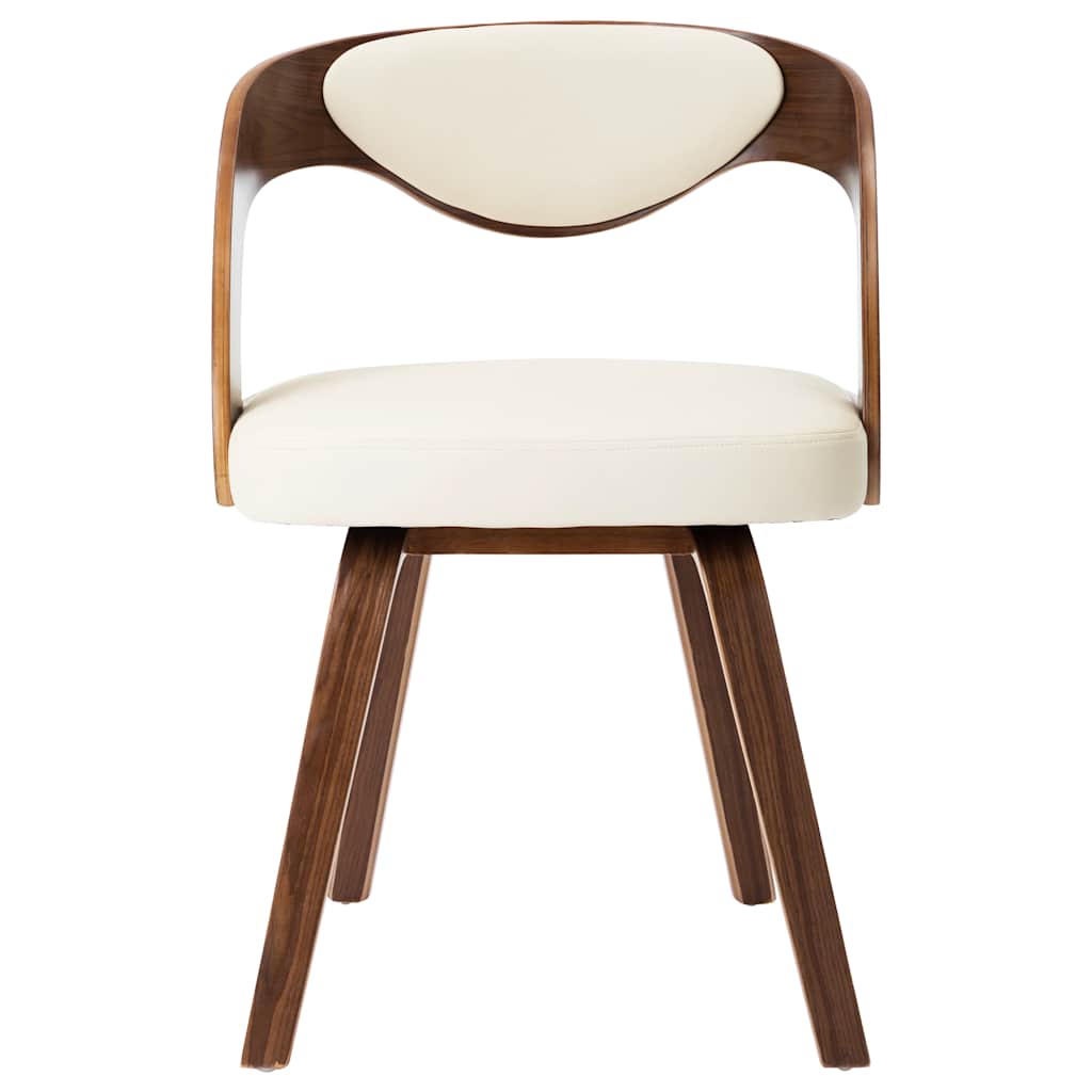 Vidaxl eetkamerstoelen 2 st gebogen hout en kunstleer crèmekleurig