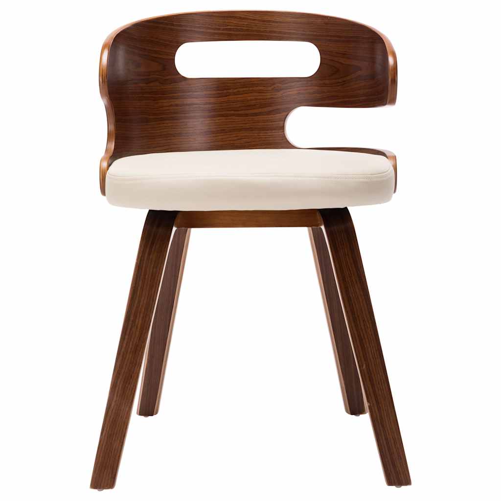 Vidaxl eetkamerstoelen 2 st gebogen hout en kunstleer crèmekleurig