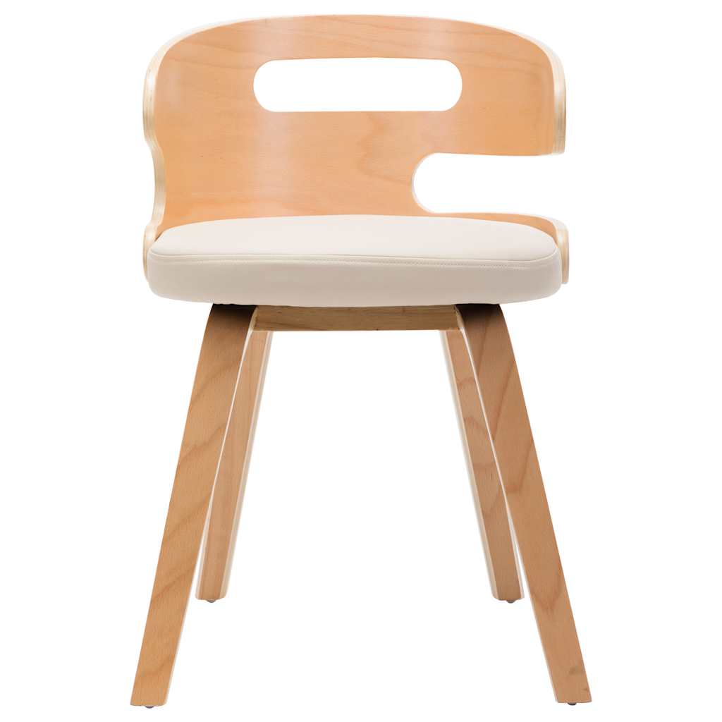 Vidaxl eetkamerstoelen 2 st gebogen hout en kunstleer crèmekleurig