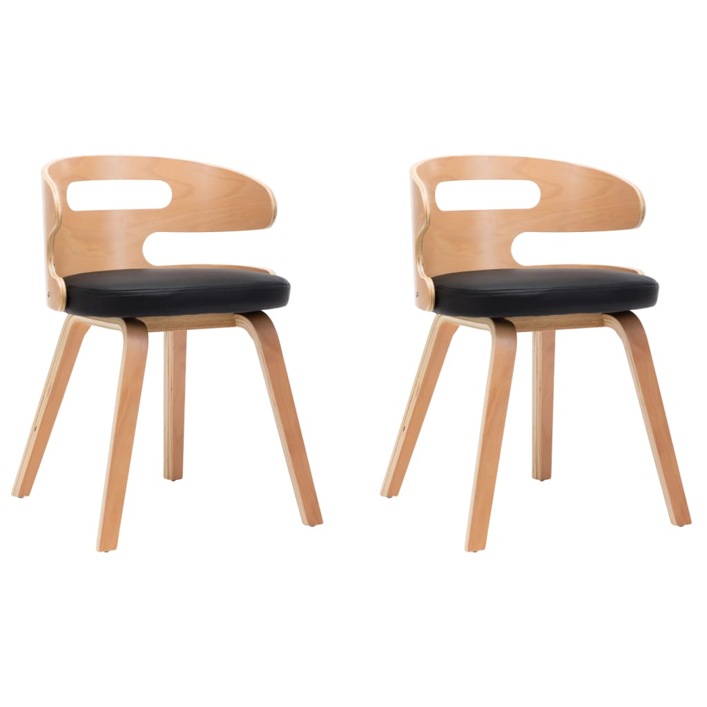 Vidaxl eetkamerstoelen 2 st gebogen hout en kunstleer