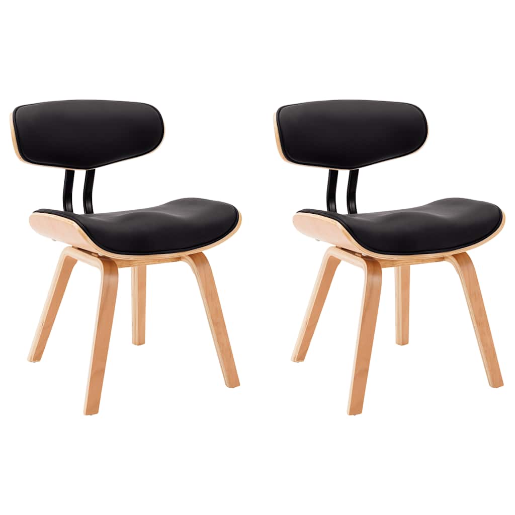 Vidaxl eetkamerstoelen 2 st gebogen hout en kunstleer