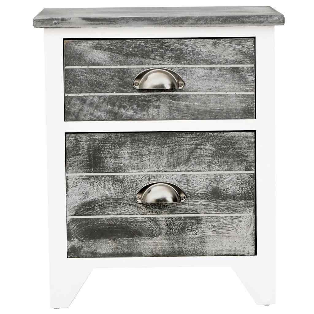 Vidaxl nachtkastje 38x28x45 cm paulowniahout grijs en wit