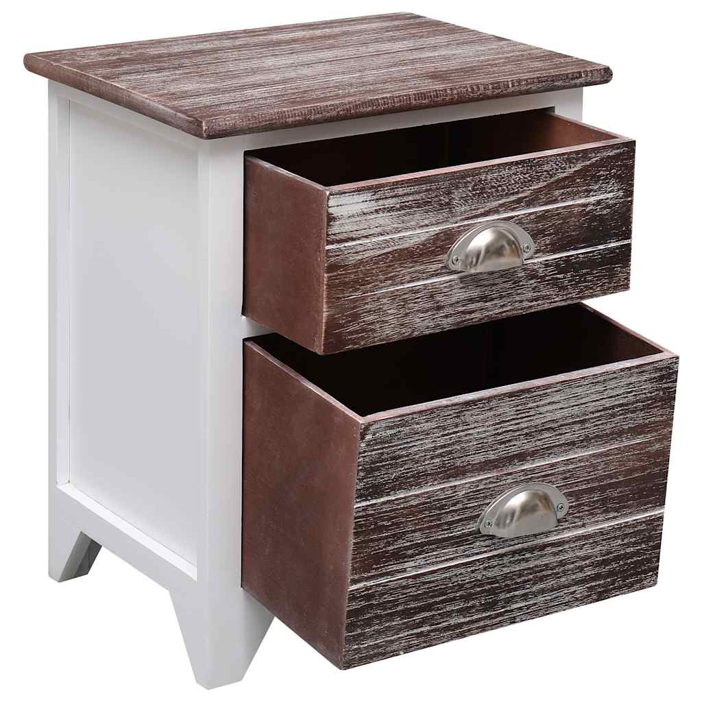 Vidaxl nachtkastje 38x28x45 cm paulowniahout bruin en wit