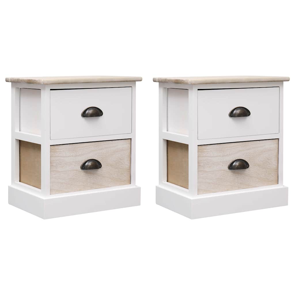 Vidaxl nachtkastjes 2 st 38x28x45 cm paulowniahout wit en naturel