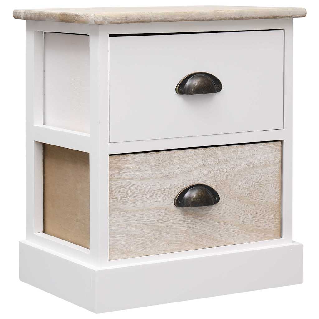 Vidaxl nachtkastjes 2 st 38x28x45 cm paulowniahout wit en naturel