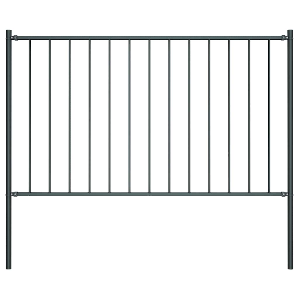 Vidaxl schuttingpaneel met palen gepoedercoat staal 1,81x1,25 m antraciet