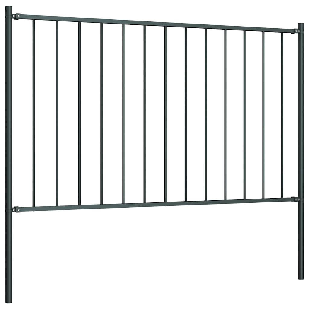 Vidaxl schuttingpaneel met palen gepoedercoat staal 1,81x1,25 m antraciet
