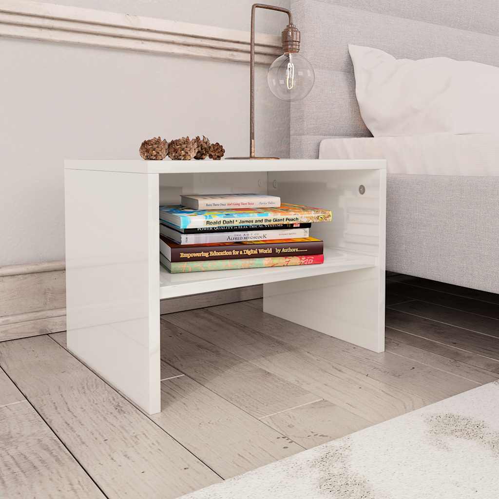 Vidaxl nachtkastjes 2 st 40x30x30 cm bewerkt hout hoogglans wit