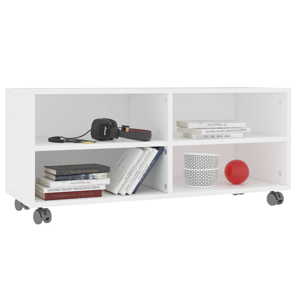 Vidaxl tv-meubel met wieltjes 90x35x35 cm bewerkt hout wit