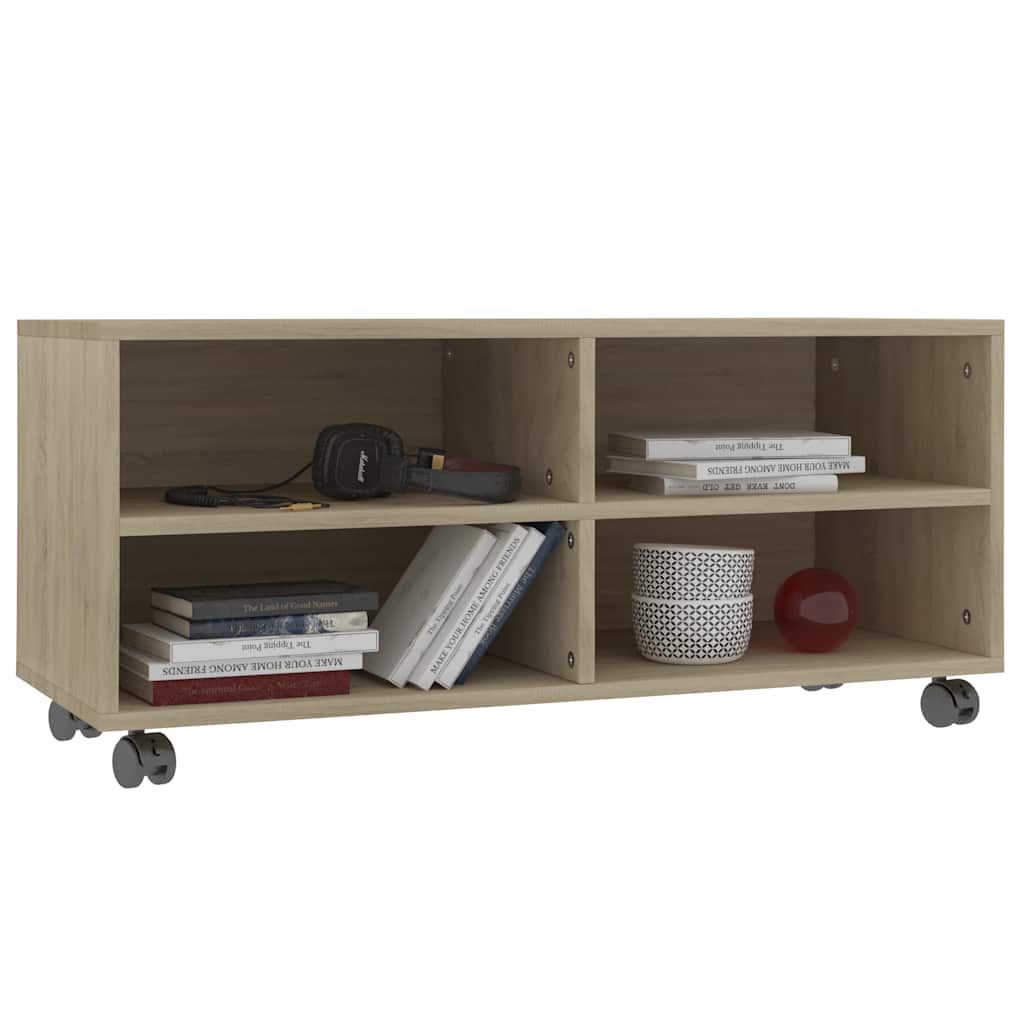 Vidaxl tv-meubel met wieltjes 90x35x35 cm bewerkt hout sonoma eiken