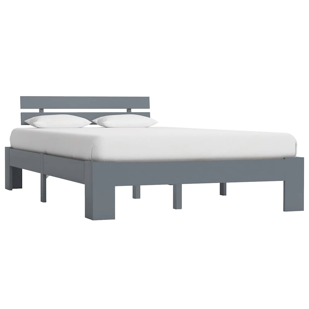 Vidaxl bedframe massief grenenhout grijs 140x200 cm