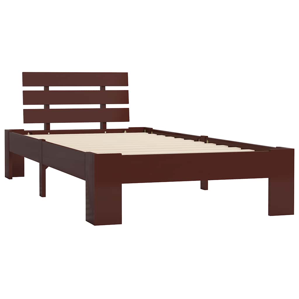 Vidaxl bedframe massief grenenhout donkerbruin 90x200 cm