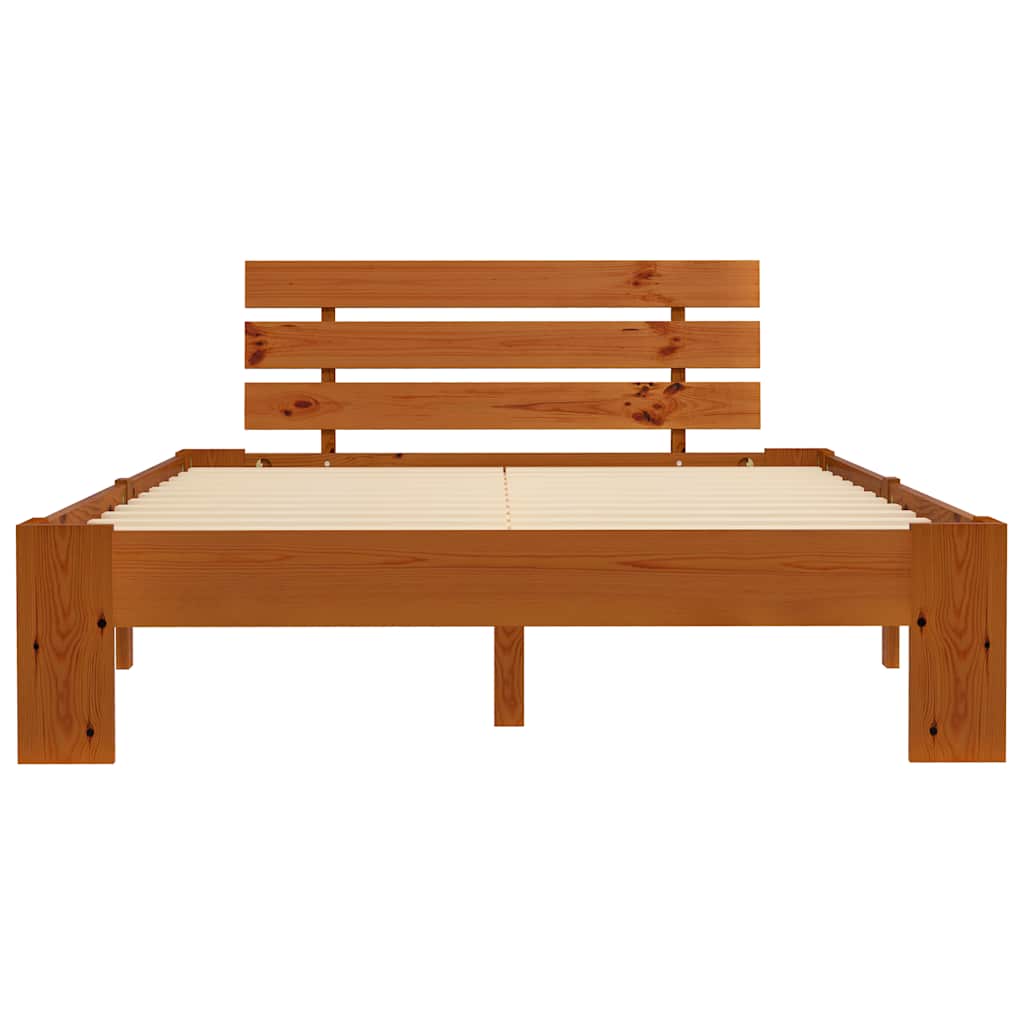Vidaxl bedframe met hoofdbord grenenhout honingbruin 140x200 cm