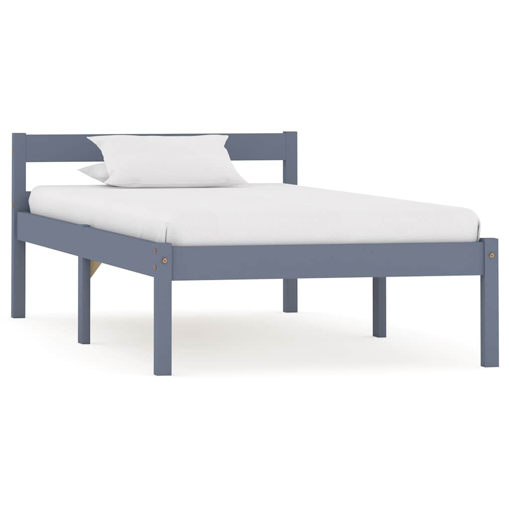 Vidaxl bedframe massief grenenhout grijs 90x200 cm