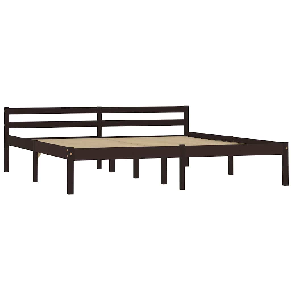 Vidaxl bedframe massief grenenhout donkerbruin 160x200 cm