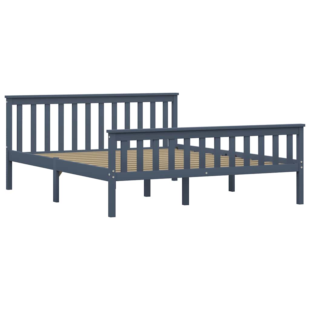 Vidaxl bedframe massief grenenhout grijs 160x200 cm